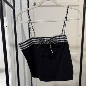 Black and White Checkered Women's Top